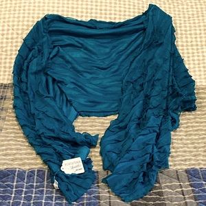 Beautiful New Turquoise Ruffle Scarf/Wrap